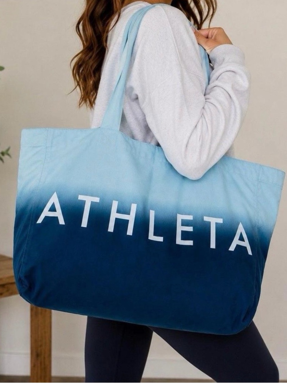 Athleta Ombre Sky-to-Navy Blue Tote